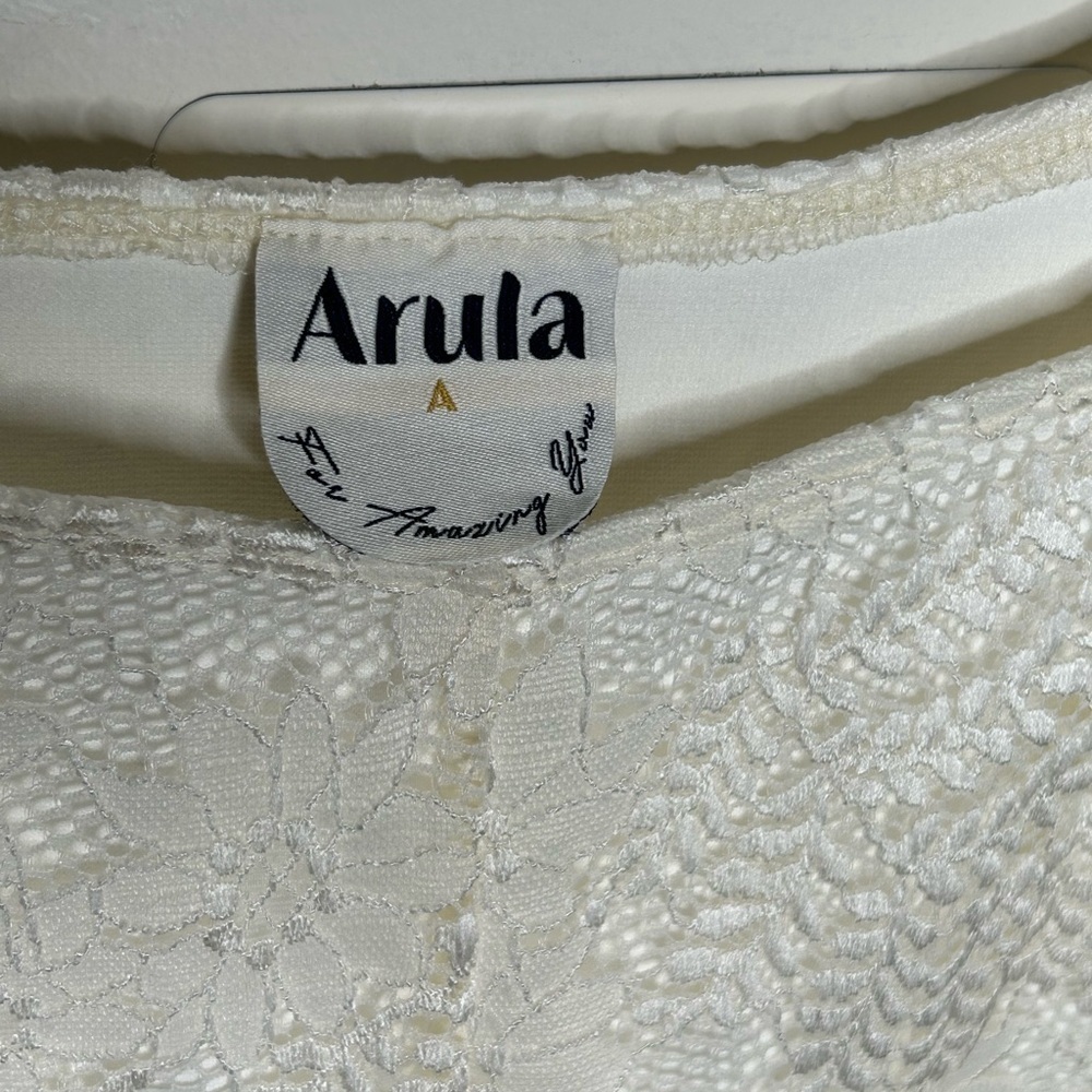 Arula Women’s 1X Gardenia Lace Crop Faux Corset Top Cream Cottagecore Whimsy - Picture 4 of 8